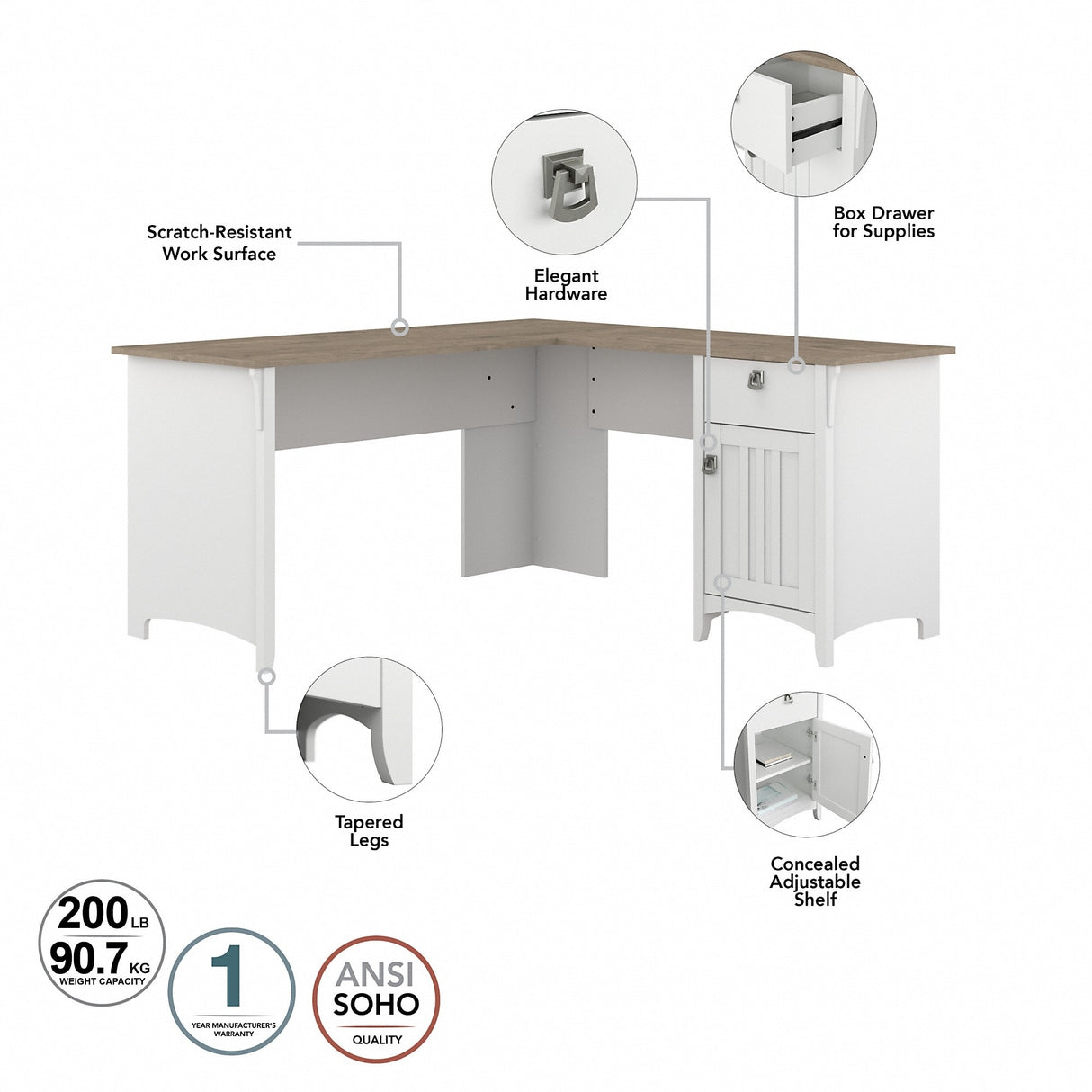 Salinas 3-piece Desk, Cabinet, and Bookcase Set by Bush Furniture