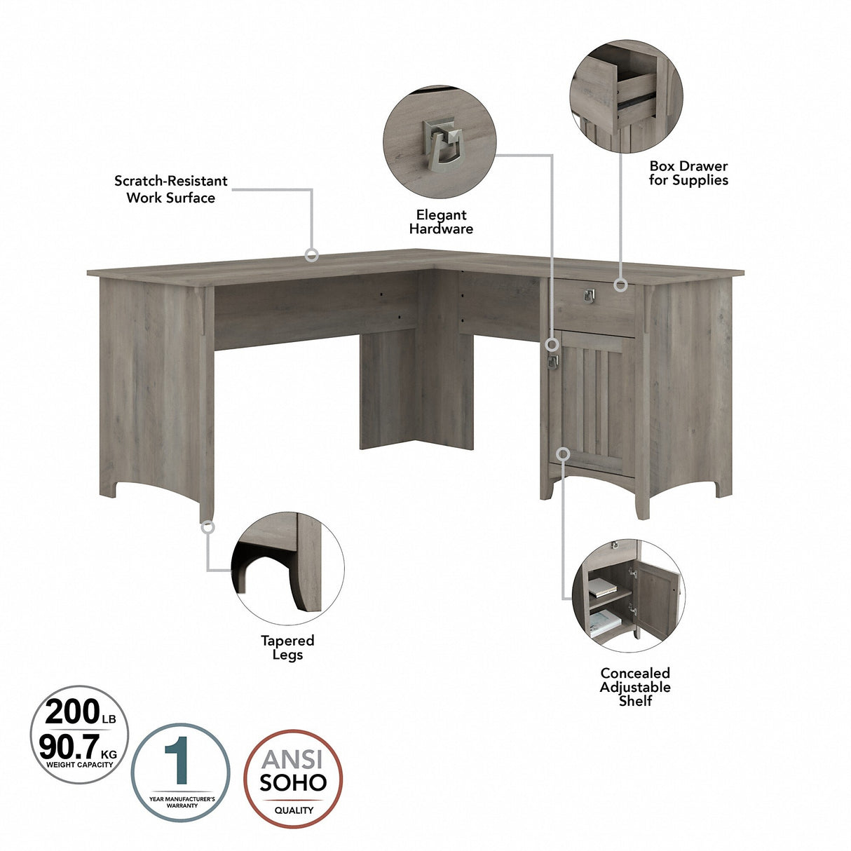Salinas 3-piece Desk, Cabinet, and Bookcase Set by Bush Furniture