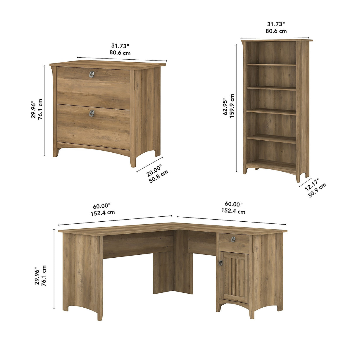Salinas 3-piece Desk, Cabinet, and Bookcase Set by Bush Furniture