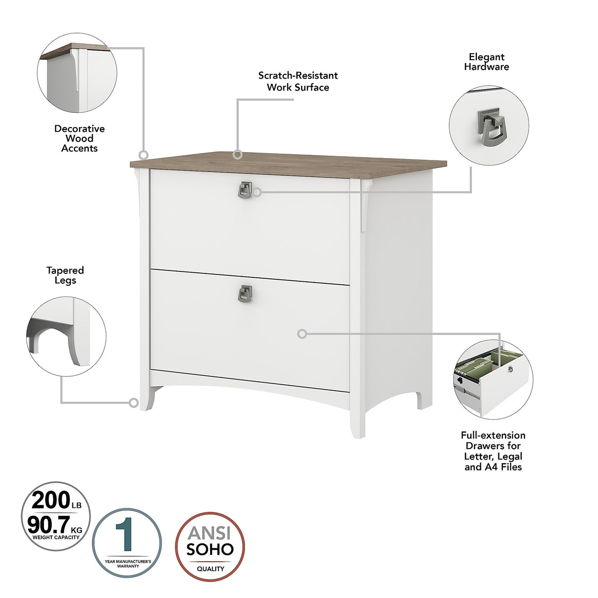 Salinas 3-piece Desk, Cabinet, and Bookcase Set by Bush Furniture