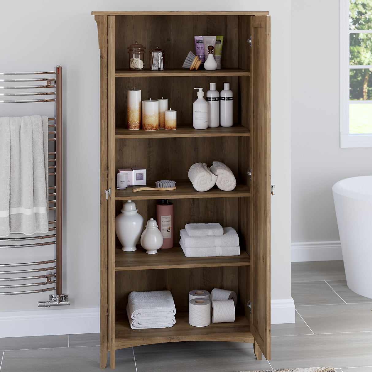 Salinas Bathroom Storage Cabinet with Doors by Bush Furniture