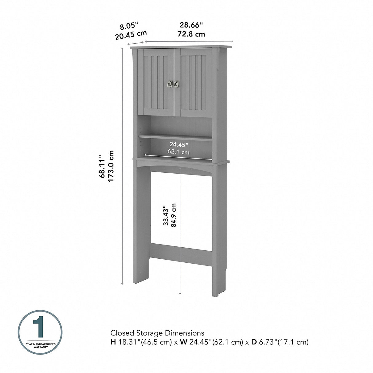 Salinas Over The Toilet Storage Cabinet by Bush Furniture