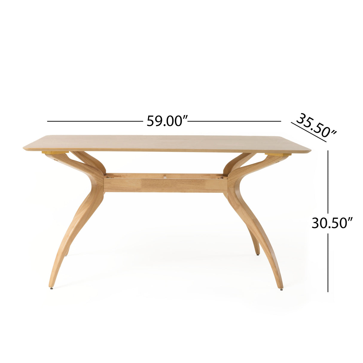 Salli Natural Finish Wood Dining Table by Christopher Knight Home - 59.00" L x 35.50" W x 30.50" H