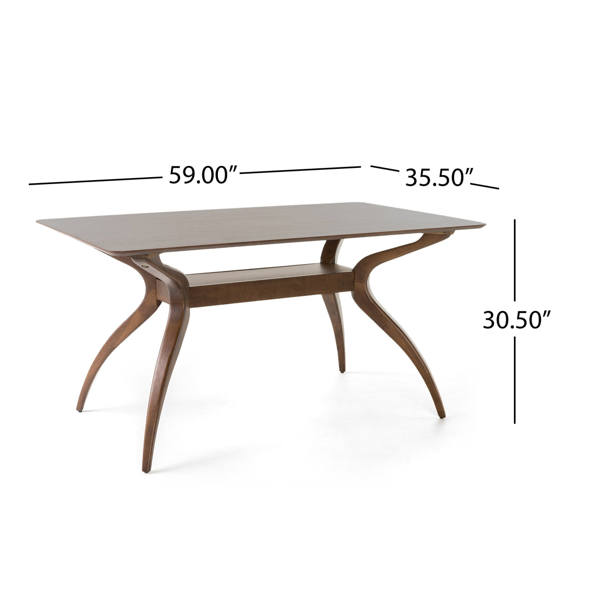 Salli Natural Finish Wood Dining Table by Christopher Knight Home - 59.00" L x 35.50" W x 30.50" H
