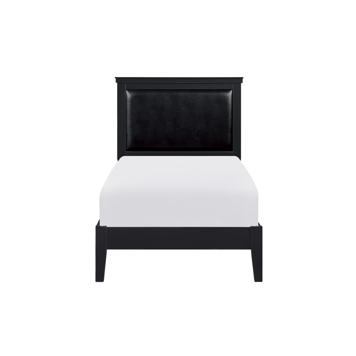 Sallyanne 5 Piece Black Modern Faux Leather Upholstered Platform Bedroom Set