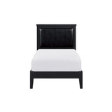 Sallyanne 5 Piece Black Modern Faux Leather Upholstered Platform Bedroom Set