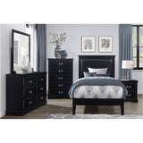 Sallyanne 5 Piece Black Modern Faux Leather Upholstered Platform Bedroom Set