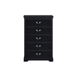 Sallyanne 5 Piece Black Modern Faux Leather Upholstered Platform Bedroom Set