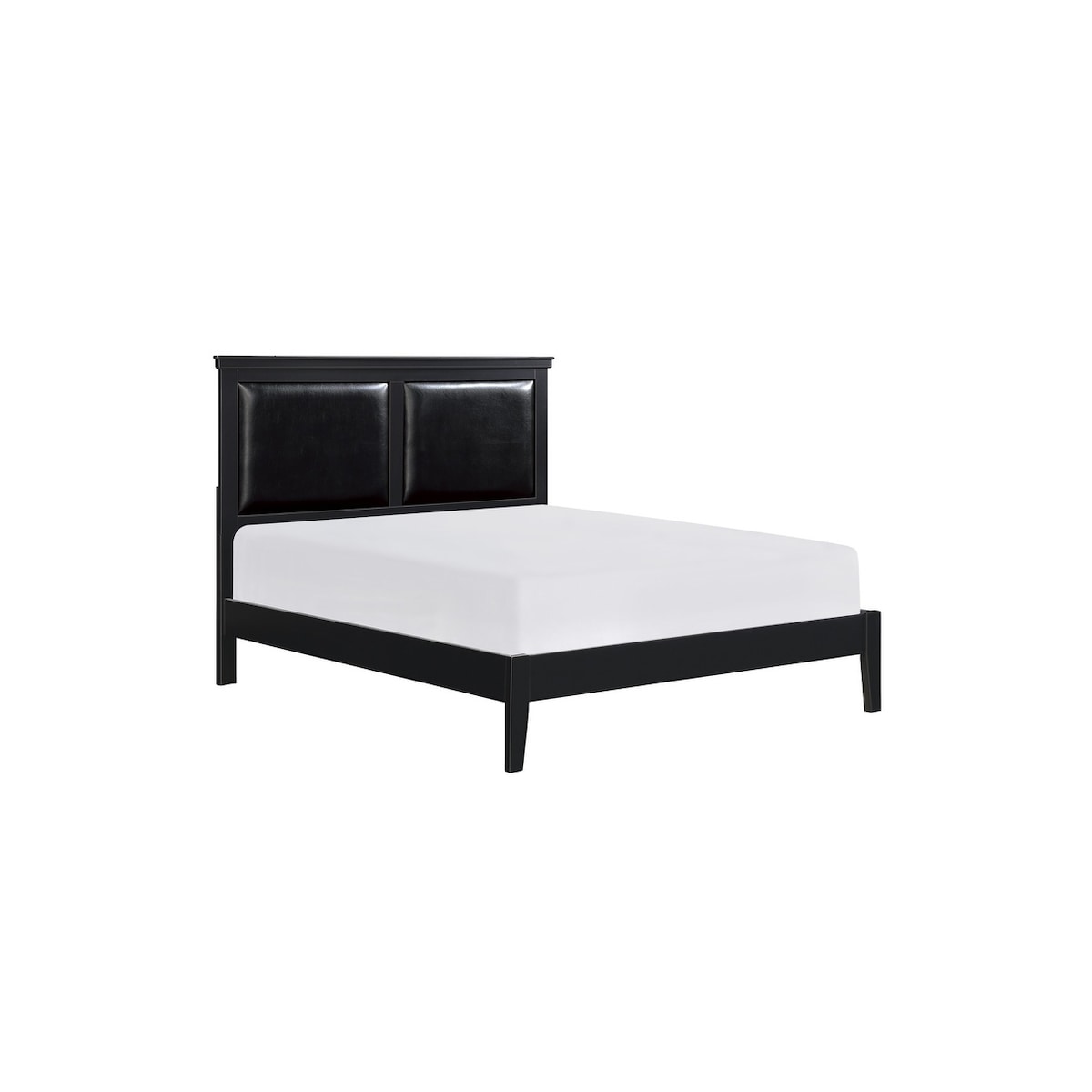 Sallyanne 5 Piece Black Modern Faux Leather Upholstered Platform Bedroom Set