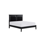 Sallyanne 5 Piece Black Modern Faux Leather Upholstered Platform Bedroom Set