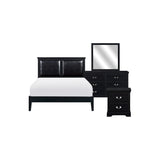 Sallyanne 5 Piece Black Modern Faux Leather Upholstered Platform Bedroom Set