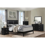 Sallyanne 5 Piece Black Modern Faux Leather Upholstered Platform Bedroom Set