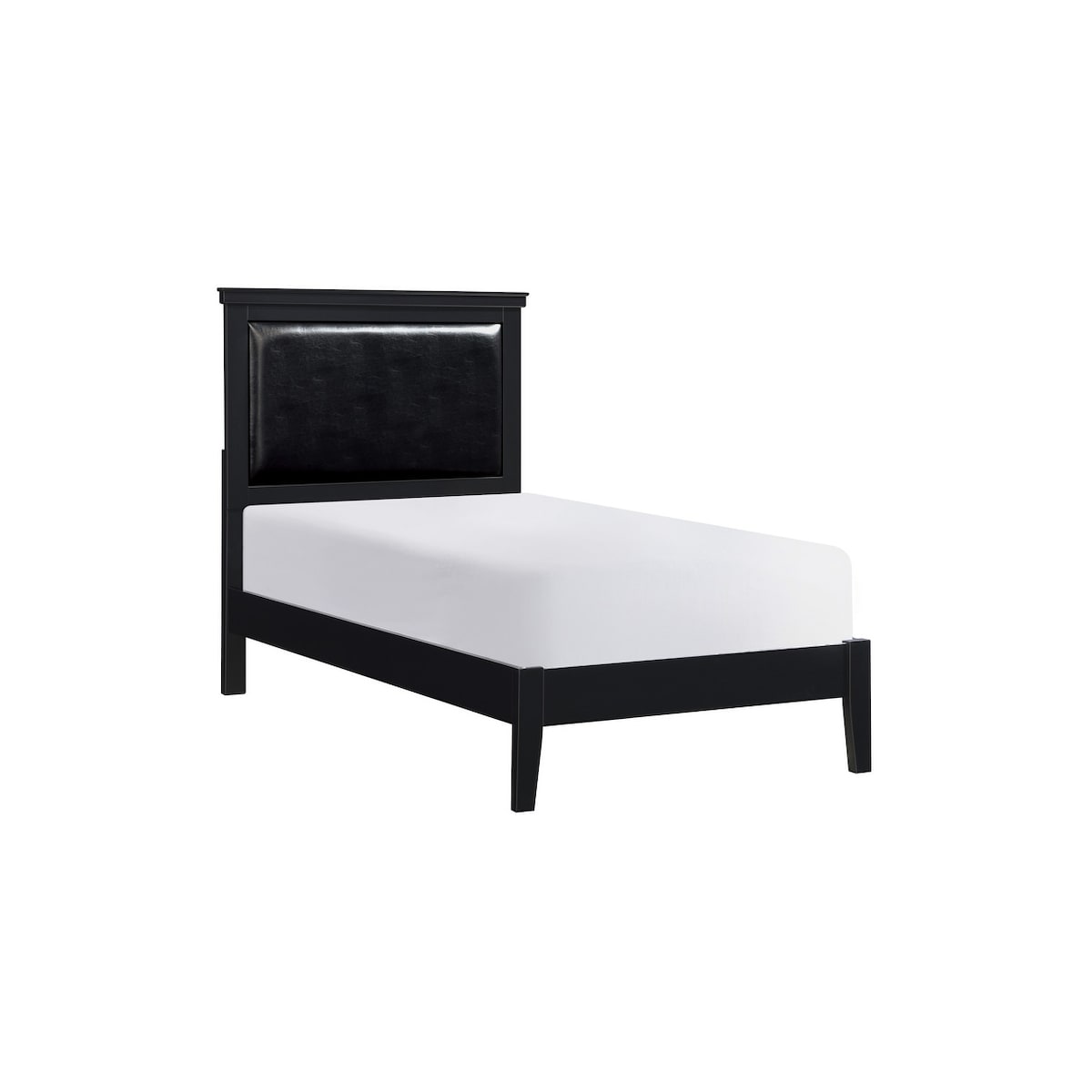 Sallyanne 5 Piece Black Modern Faux Leather Upholstered Platform Bedroom Set