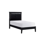 Sallyanne 5 Piece Black Modern Faux Leather Upholstered Platform Bedroom Set