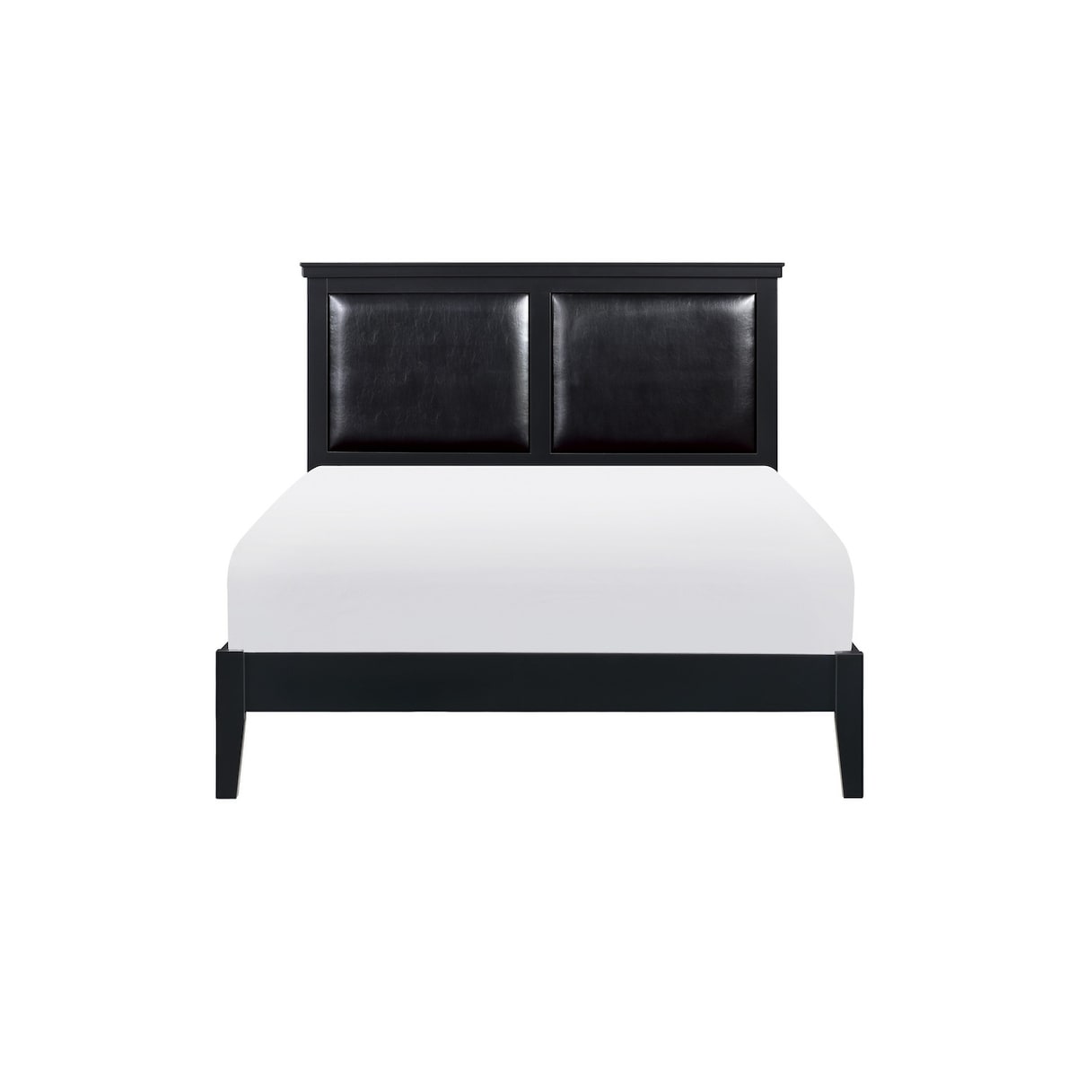 Sallyanne 5 Piece Black Modern Faux Leather Upholstered Platform Bedroom Set