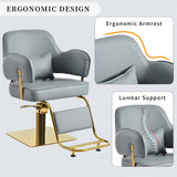 Salon Chair with Heavy Duty Hydraulic Pump Adjustable Barber Chair - Gray Pu