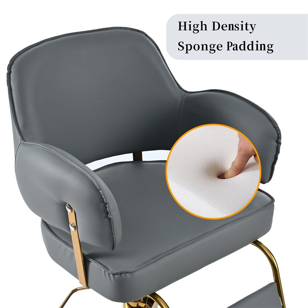 Salon Chair with Heavy Duty Hydraulic Pump Adjustable Barber Chair - Gray Pu