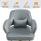 Salon Chair with Heavy Duty Hydraulic Pump Adjustable Barber Chair - Gray Pu