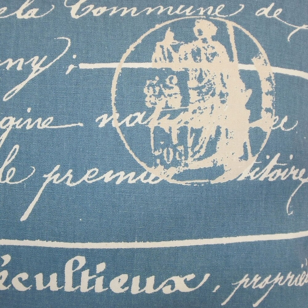 Saloua Typography Denim Natural Feather Filled Throw Pillow
