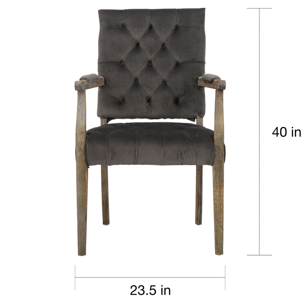 Kessler Contemporary Velvet Tufted Dining Arm Chair by Christopher Knight Home - 40"h x 23.5"w x 22.2"d