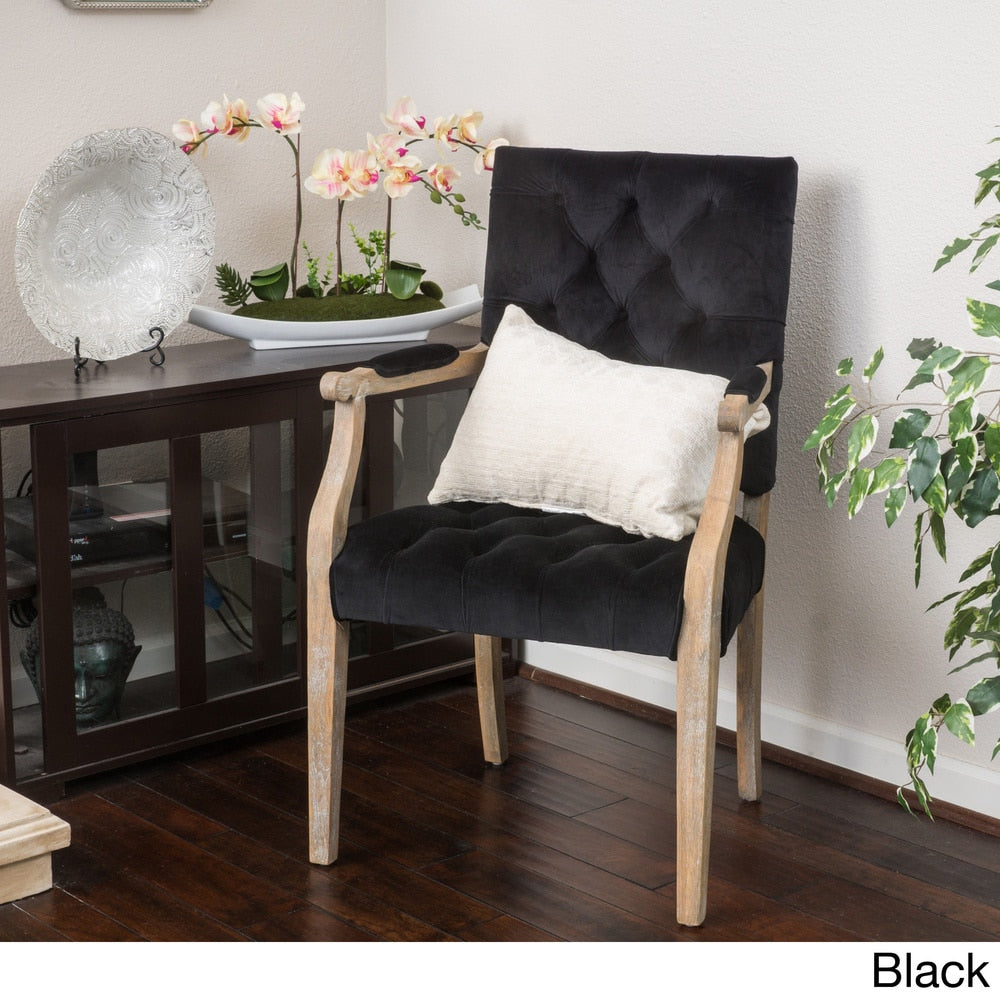 Kessler Contemporary Velvet Tufted Dining Arm Chair by Christopher Knight Home - 40"h x 23.5"w x 22.2"d