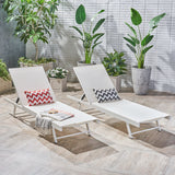 Salton Outdoor Aluminum Chaise Lounge with Mesh Seating (Set of 2) by Christopher Knight Home