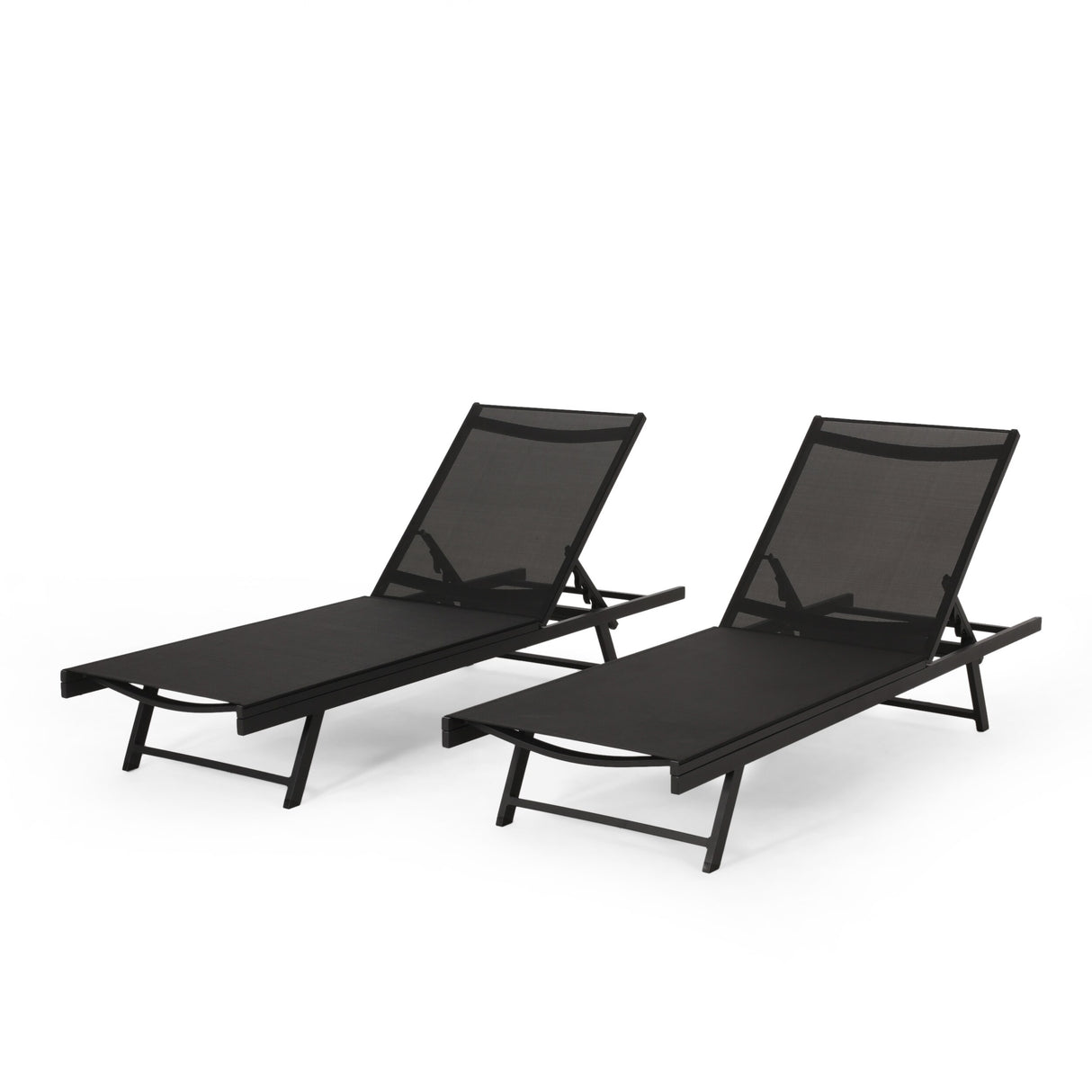 Salton Outdoor Aluminum Chaise Lounge with Mesh Seating (Set of 2) by Christopher Knight Home