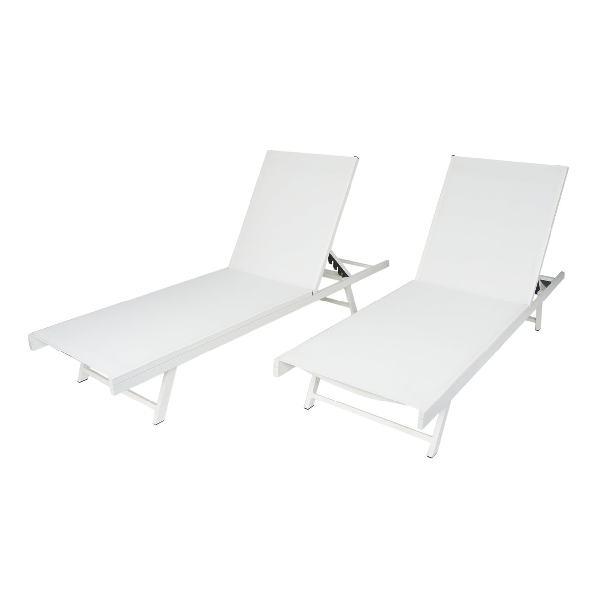 Salton Outdoor Aluminum Chaise Lounge with Mesh Seating (Set of 2) by Christopher Knight Home