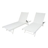 Salton Outdoor Aluminum Chaise Lounge with Mesh Seating (Set of 2) by Christopher Knight Home