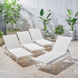 Salton Outdoor Aluminum Mesh-seat Chaise Lounge (Set of 4) by Christopher Knight Home