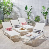 Salton Outdoor Aluminum Mesh-seat Chaise Lounge (Set of 4) by Christopher Knight Home