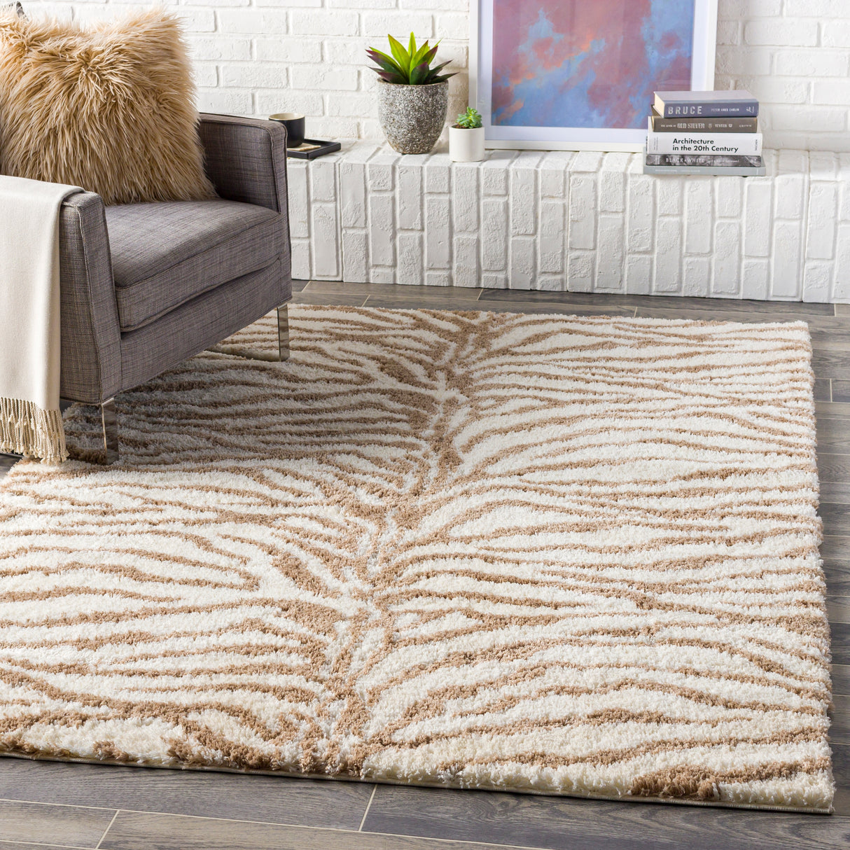 Livabliss Salvado Plush Zebra Stripe Area Rug