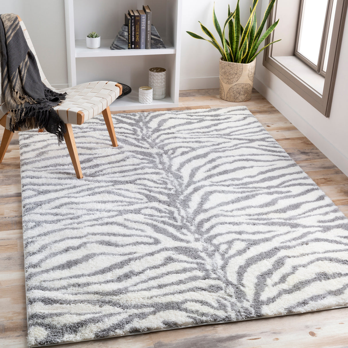 Livabliss Salvado Plush Zebra Stripe Area Rug