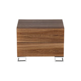 Sam 20 Inch Nightstand, 2 Drawers, Walnut Brown, High Polished Metal Legs