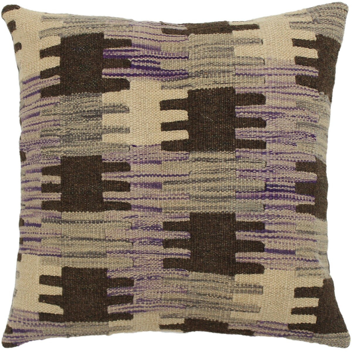 Sam Purple/Gray Hand-Woven Kilim Throw Pillow - 1'6 x 1'6