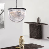 Samanta Antique Black Overlapping Curved Glass 6-light Chandelier