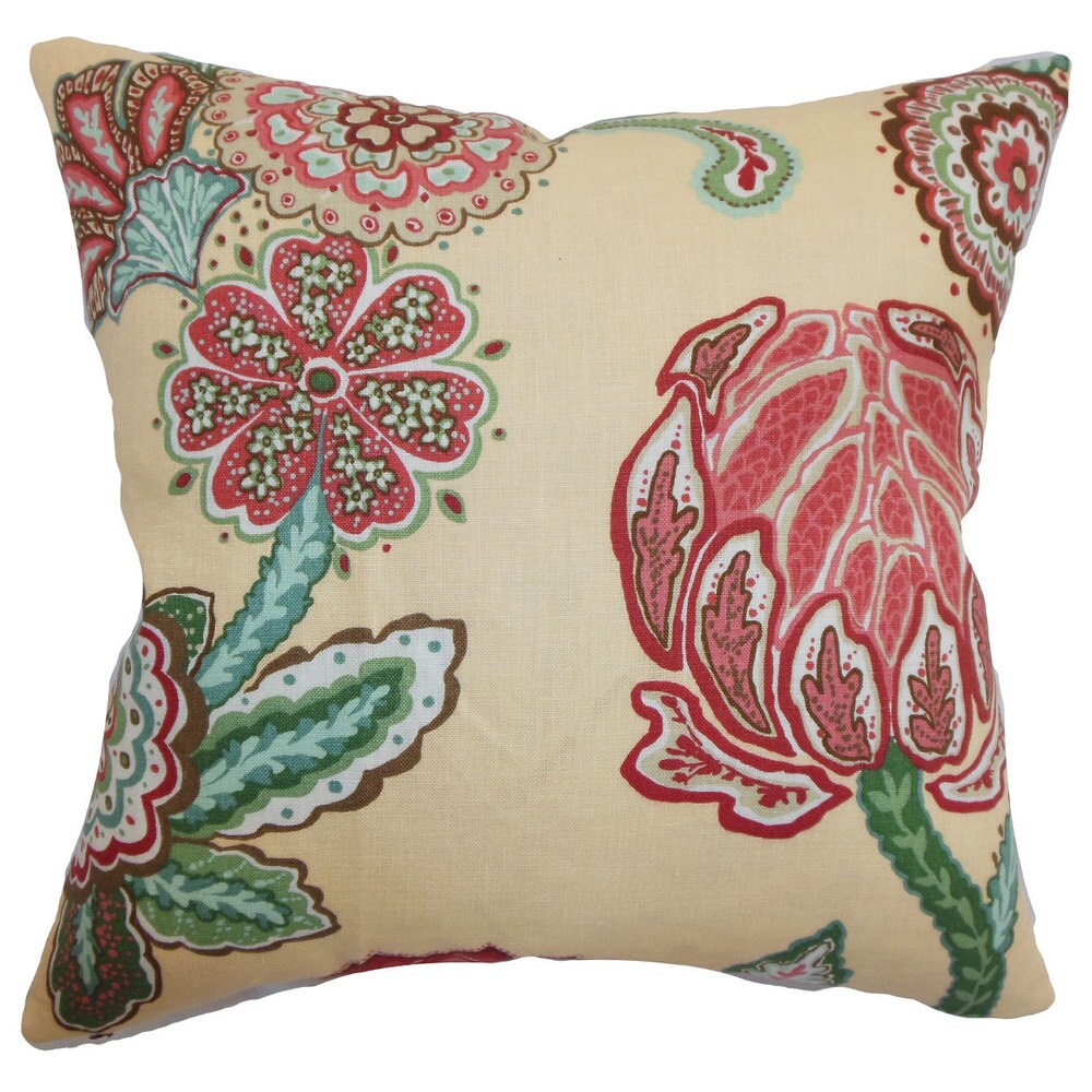 Samarinda Canary Floral Throw Feather and Down Filled Throw Pillow