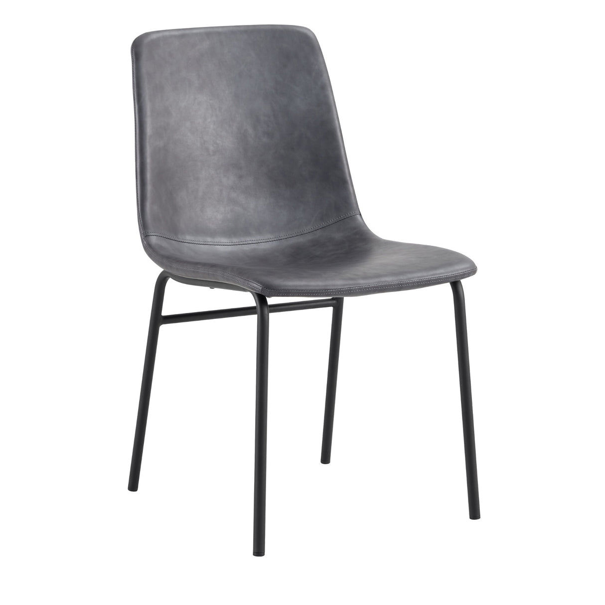 Samuel Square Back Vegan Leather Side Chairs Black Legs (Set of 2)
