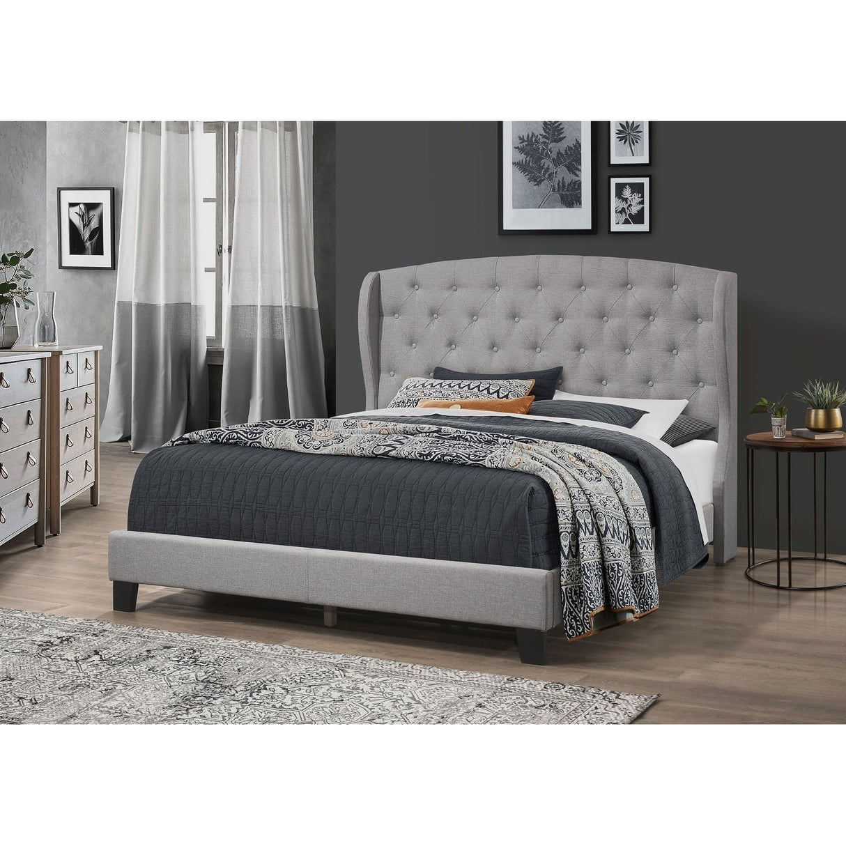 Samuel Upholstered Wingback Platform Bed