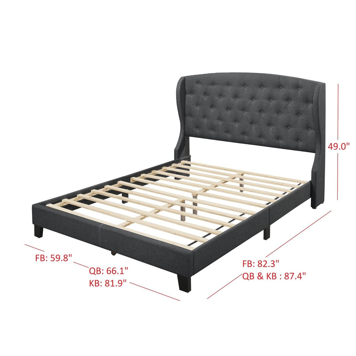 Samuel Upholstered Wingback Platform Bed