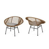 San Antonio Outdoor Woven Faux Rattan Chairs with Cushions (Set of 2) by Christopher Knight Home