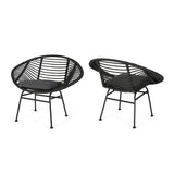 San Antonio Outdoor Woven Faux Rattan Chairs with Cushions (Set of 2) by Christopher Knight Home