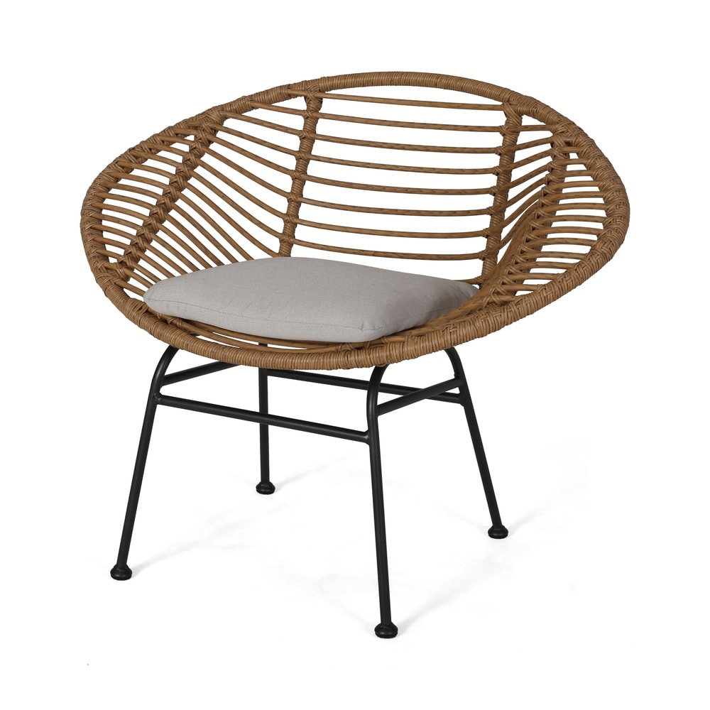 San Antonio Outdoor Woven Faux Rattan Chairs with Cushions (Set of 2) by Christopher Knight Home
