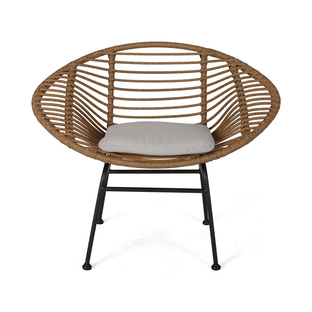San Antonio Outdoor Woven Faux Rattan Chairs with Cushions (Set of 2) by Christopher Knight Home