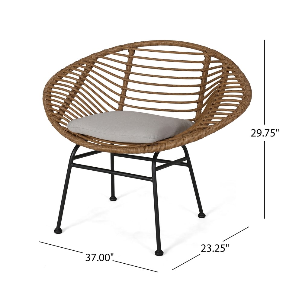 San Antonio Outdoor Woven Faux Rattan Chairs with Cushions (Set of 2) by Christopher Knight Home