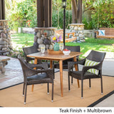 San Blas Outdoor 5 Piece Wood and Wicker Dining Set by Christopher Knight Home