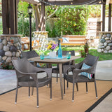 San Blas Outdoor 5 Piece Wood and Wicker Dining Set by Christopher Knight Home