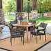 San Blas Outdoor 5 Piece Wood and Wicker Dining Set by Christopher Knight Home