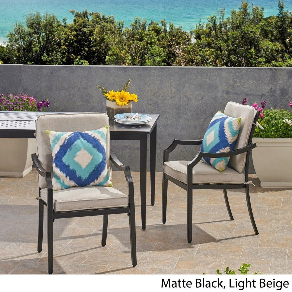 San Outdoor Aluminum Dining Chairs with Cushions (Set of 2) by Christopher Knight Home