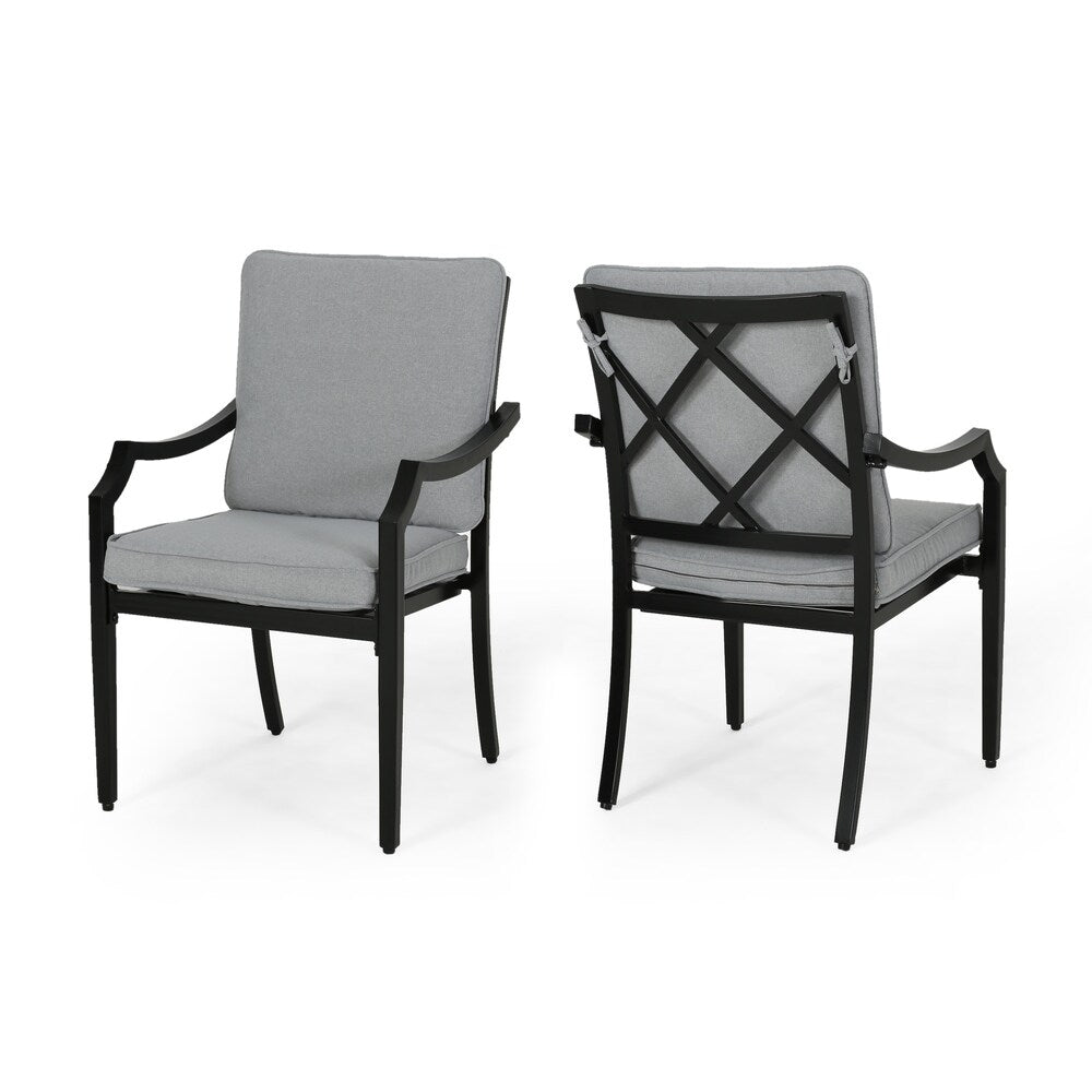 San Outdoor Aluminum Dining Chairs with Cushions (Set of 2) by Christopher Knight Home